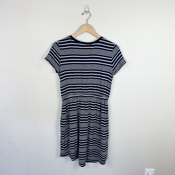 🌺 Olive & Oak Navy Stripe Drawstring Jersey Soft Dress Size S - Picture 3 of 7